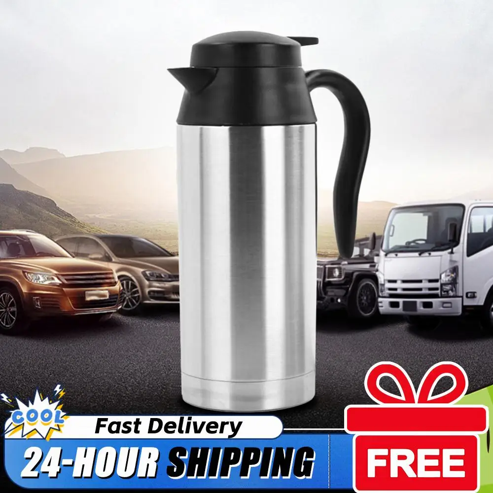 12/24V Car Electric Kettle Boil Dry Protection 750ml Car Kettle Boiler Quick Boiling Kettle Pot Heated Heating Travel Cup Kettle