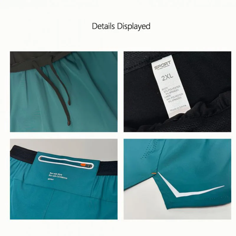Men Running Shorts Gym Marathon Track Sports Shorts 2 In 1 Quick Dry Workout Training Gym Fitness Short Pants Summer Men Shorts image 6