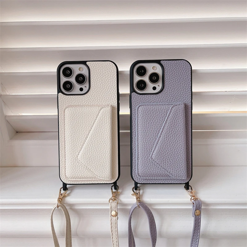 

Кожаный чехол-кошелек с плечевым ремнем для iPhone 13, 11, 12, 14, 15, 16 Pro Max Plus, задняя крышка с карманом для карт и ремешком