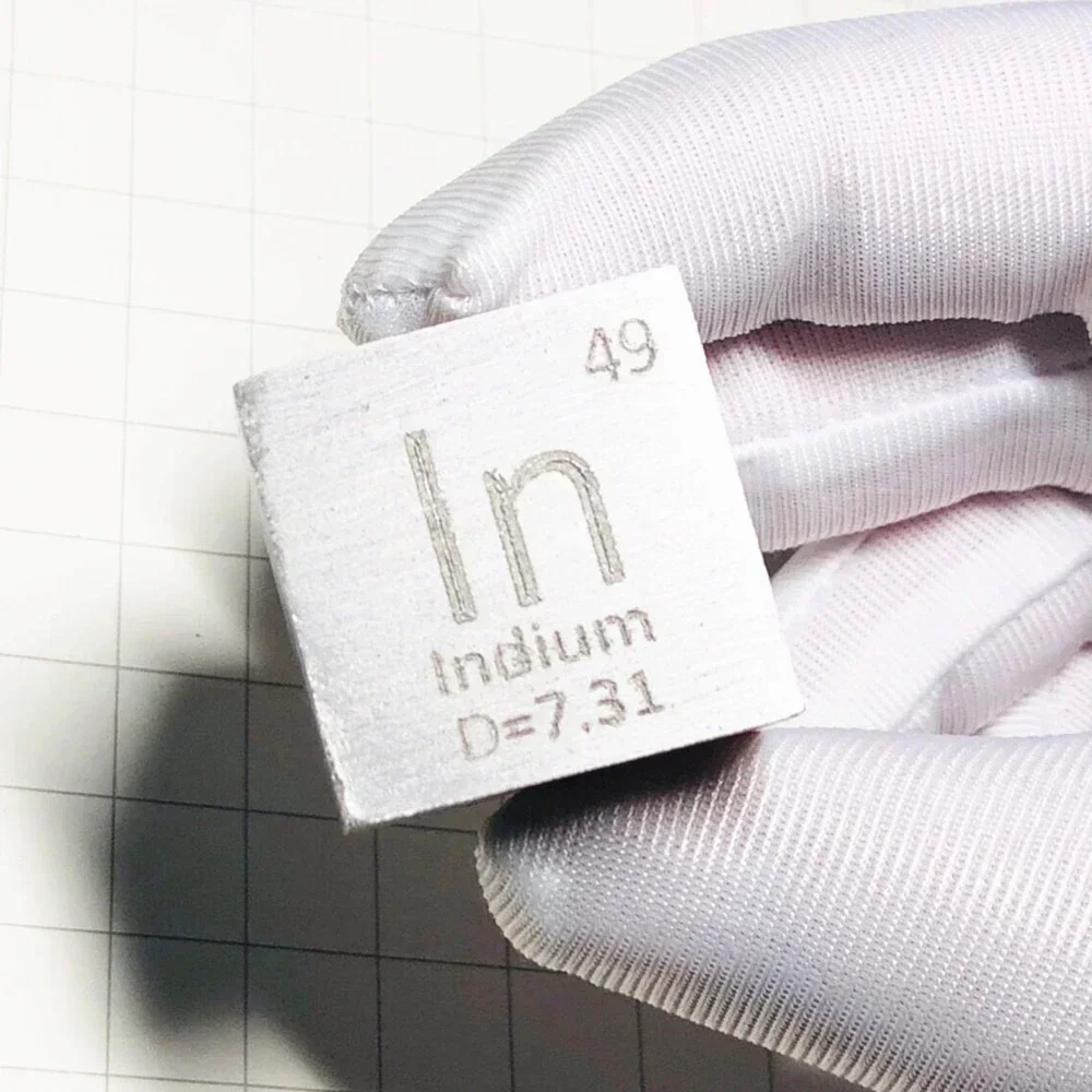 1'' Indium Cubic Solid Density Metal Purity 99.995% Element Hobby Collection Specimen