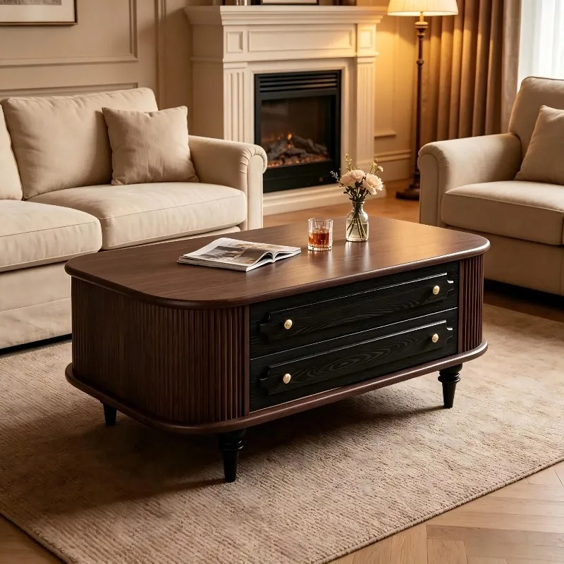 Eco-friendly easy-to-clean medieval style coffee table storage drawers apartment hotel living room home