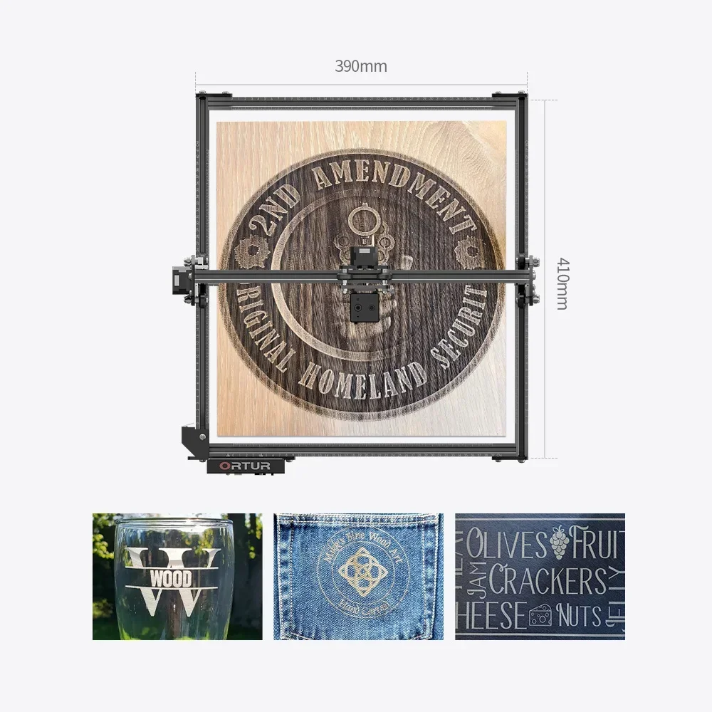 20W Ortur Laser Master 2 Desktop Printer Logo Picture Marking with CNC Roller Rotation Axis Rotary Module graveur laser