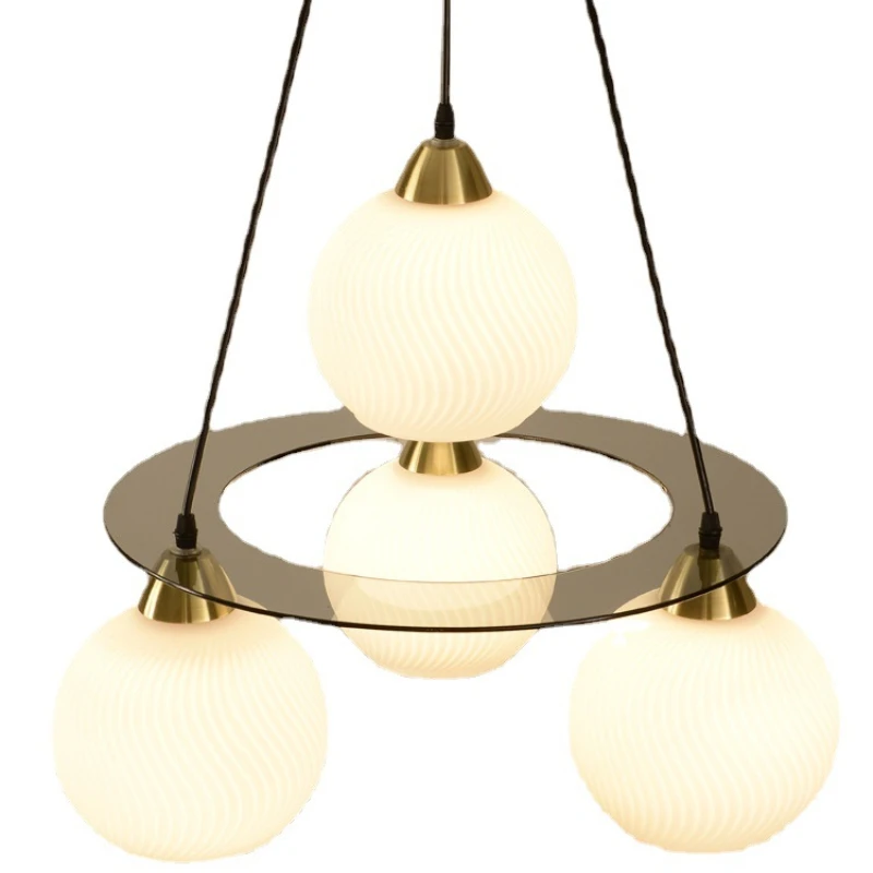 Restaurant Chandelier, Cream Wind Net Celebrity, Simple High-gloss Round Dining Table, Bar Island, Bedroom Lamps