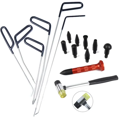Herramientas profesionales de eliminación de abolladuras sin pintura para automoción, extractor de abolladuras de coche, varilla, gancho, martillo, puerta, abolladuras, herramientas de eliminación de granizo