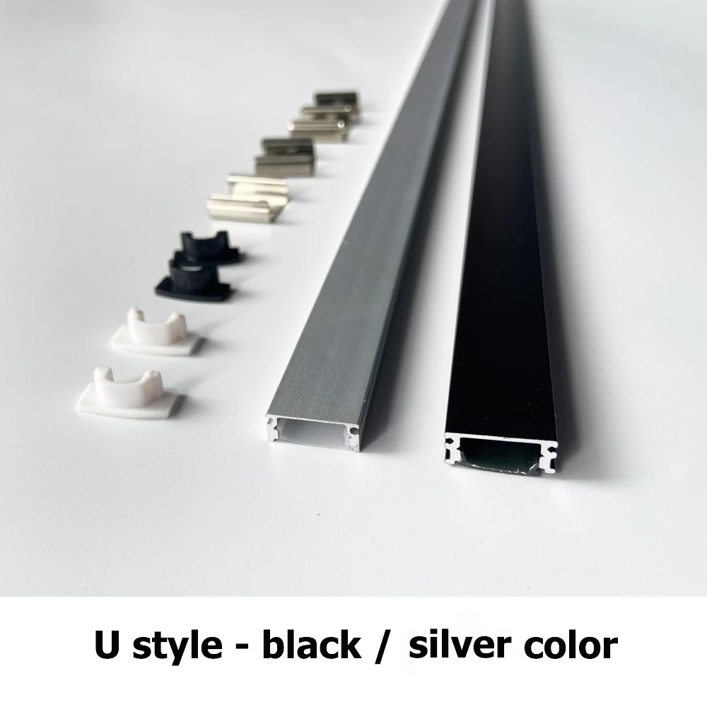 2-35 Stück/Set LED-Aluminiumprofil 0,5m/Stück U/V/W-Form Ecke für 5050 2835 LED-Streifenleuchten Kanalhalterung Weiße/Schwarze Abdeckung – Detail 8