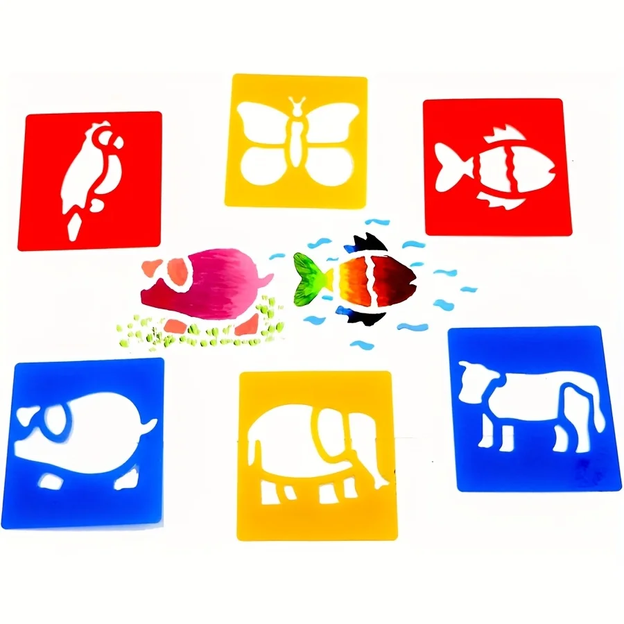 6/10/20pcs Animal Fruit Car Random Design Hollow Stencil Templates Doodle Coloring Art Set Reusable Drawing Practice JXB