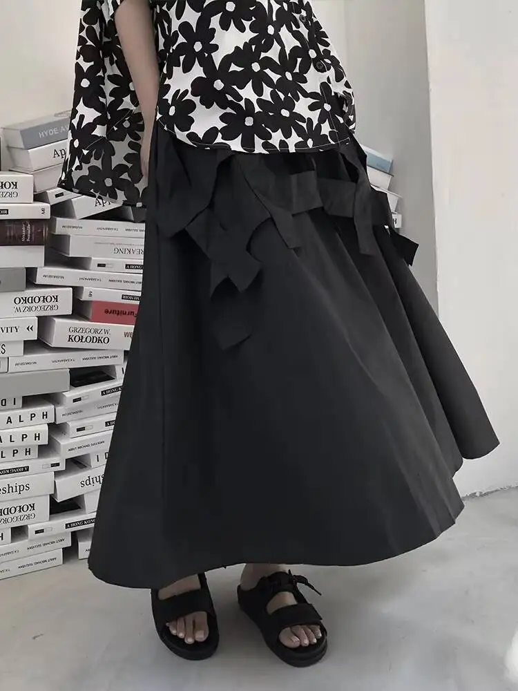 Ladies' Skirt Summer New Classic Dark Yamamoto Style Simple Personality High Waist A-Word Casual Loose Large Skirt