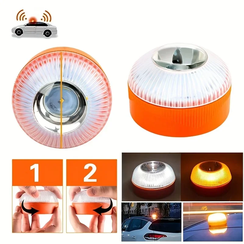 LED Car Emergency Light V16 Flashlight Magnetic Induction Strobe Road Accident Lamp Beacon Safety Accessory（AAABattery Powered）