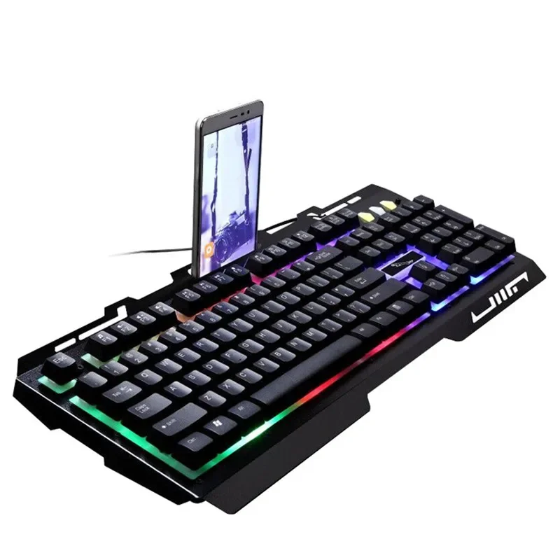 USB Keyboard G700 Waterproof business personality mechanical feel metal glow mobile phone stand gaming keyboard