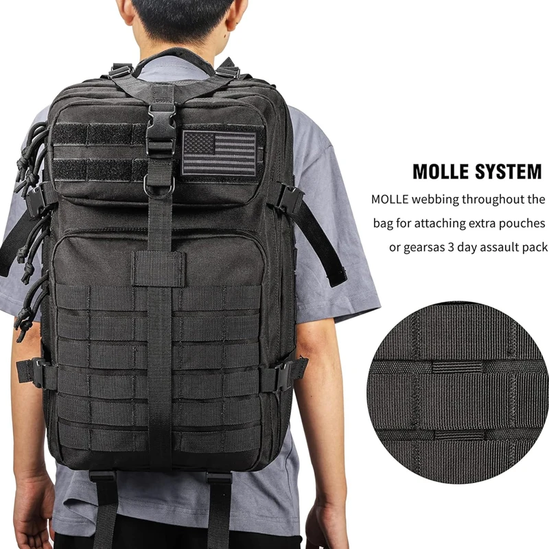 Outdoor Backpack Molle Bag 45L Waterproof Large Backpack Rucksack Army 3 Day Pack