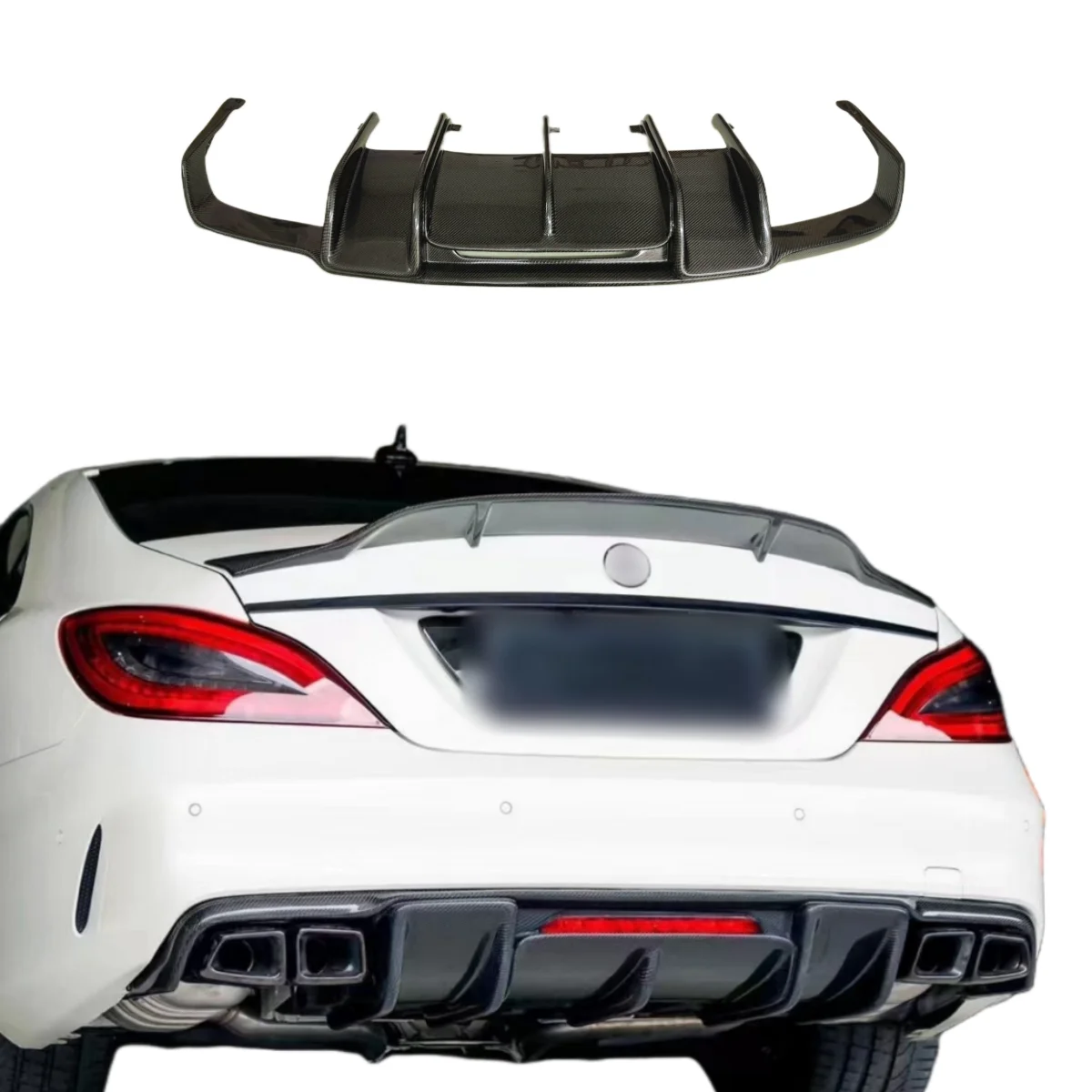 Carbon Fiber R Style Diffuser For Mercedes Benz W218 cls63 Rear Diffuser 2012-2017