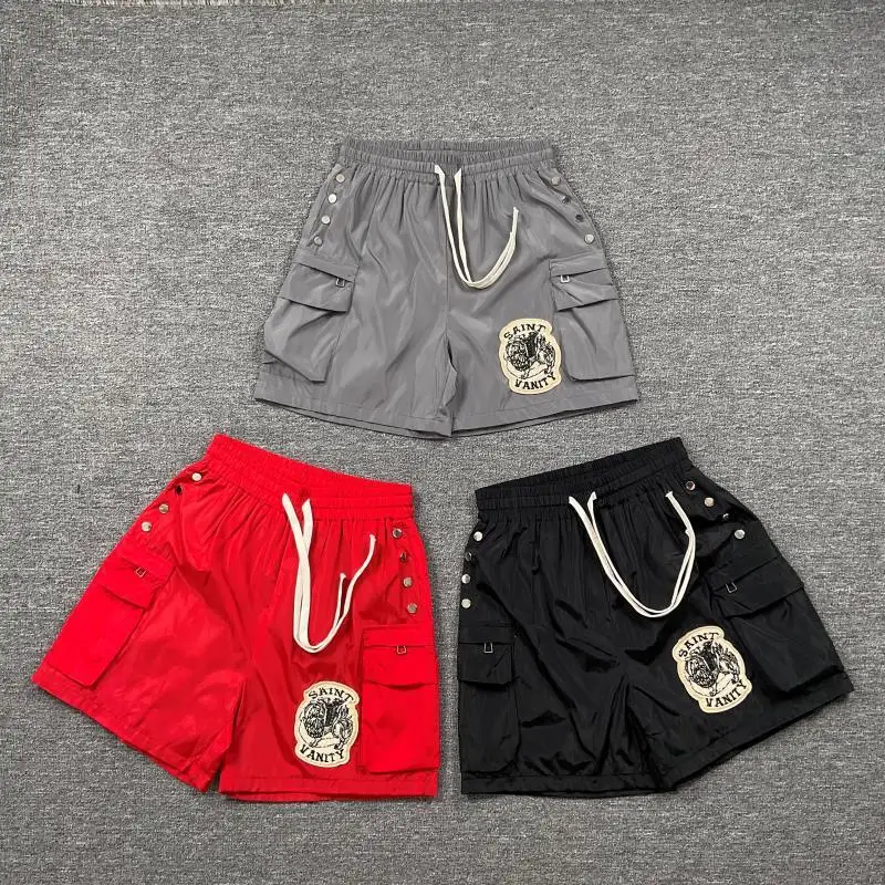 Saint American High Street uomo casual estivo orts patchwork ricamo abbigliamento da lavoro pantaloni a gamba dritta in fibra di poliestere