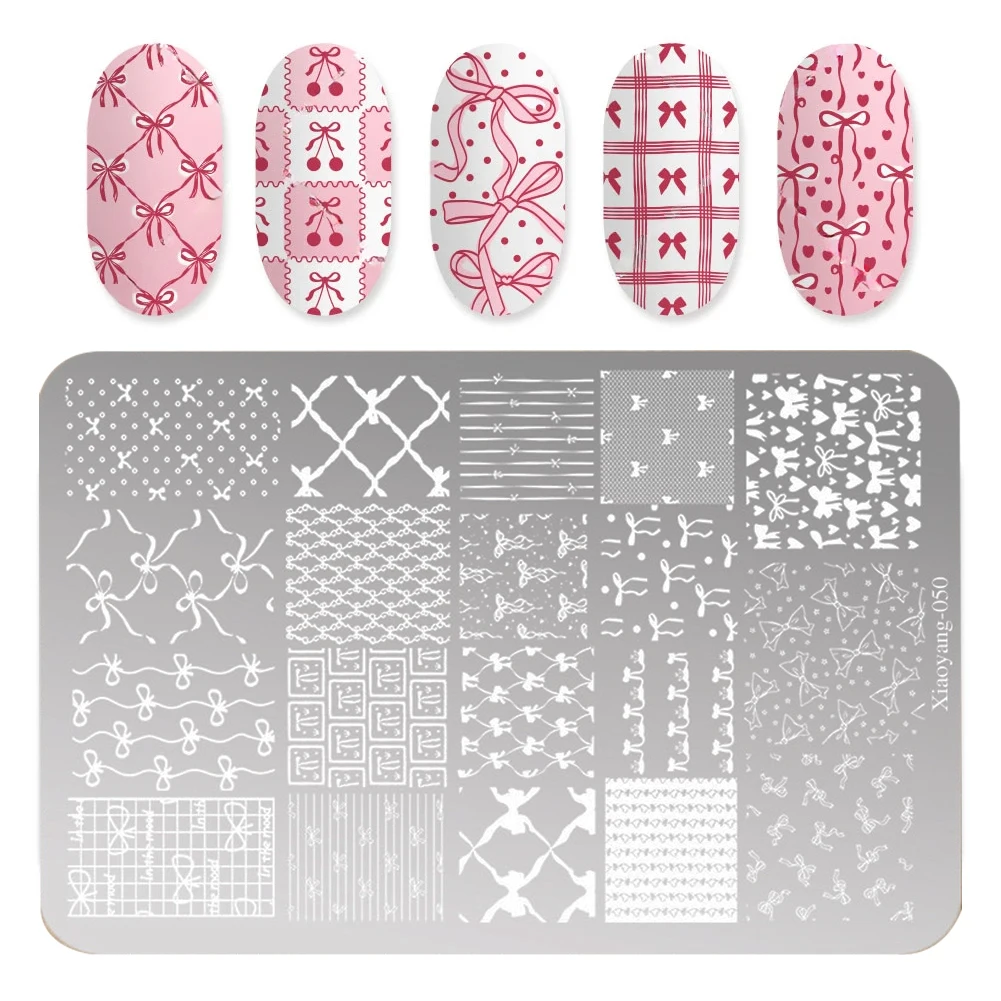 Bowknot Patterns Nail Stamping Plates 14.5*9.5cm Template Stencils Nail Art Stamper Kawaii Bow Image Plate Manicure Tools