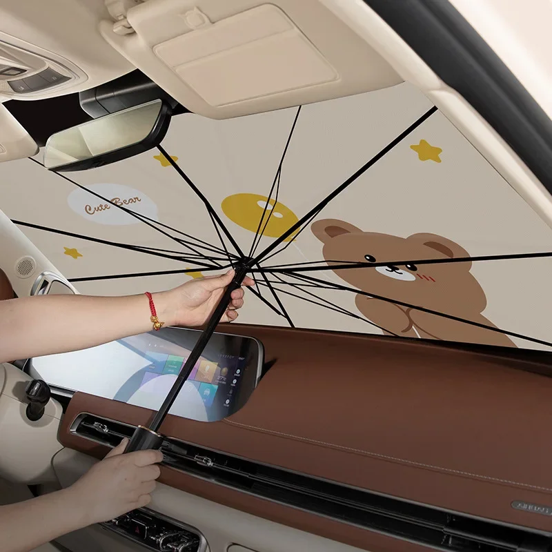 Car Cartoon Sunscreen Umbrella Windshield Sunscreen Parking Sunscreen Thermal Insulation Car Front Windshield Sunshade Protector