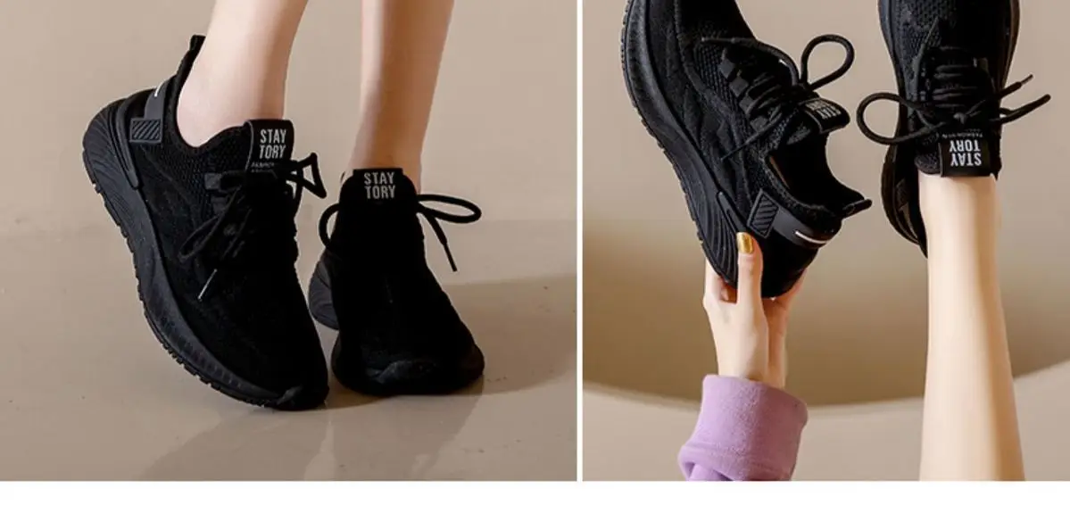Atmungsaktive Damen-Mesh-Sneaker mit Wellensohle, dicker Plateau-Sohle, höhenverstellbar, leicht, zum Schnüren, für den Alltag, zum Gehen, Sport, Freizeit. – Detail 19