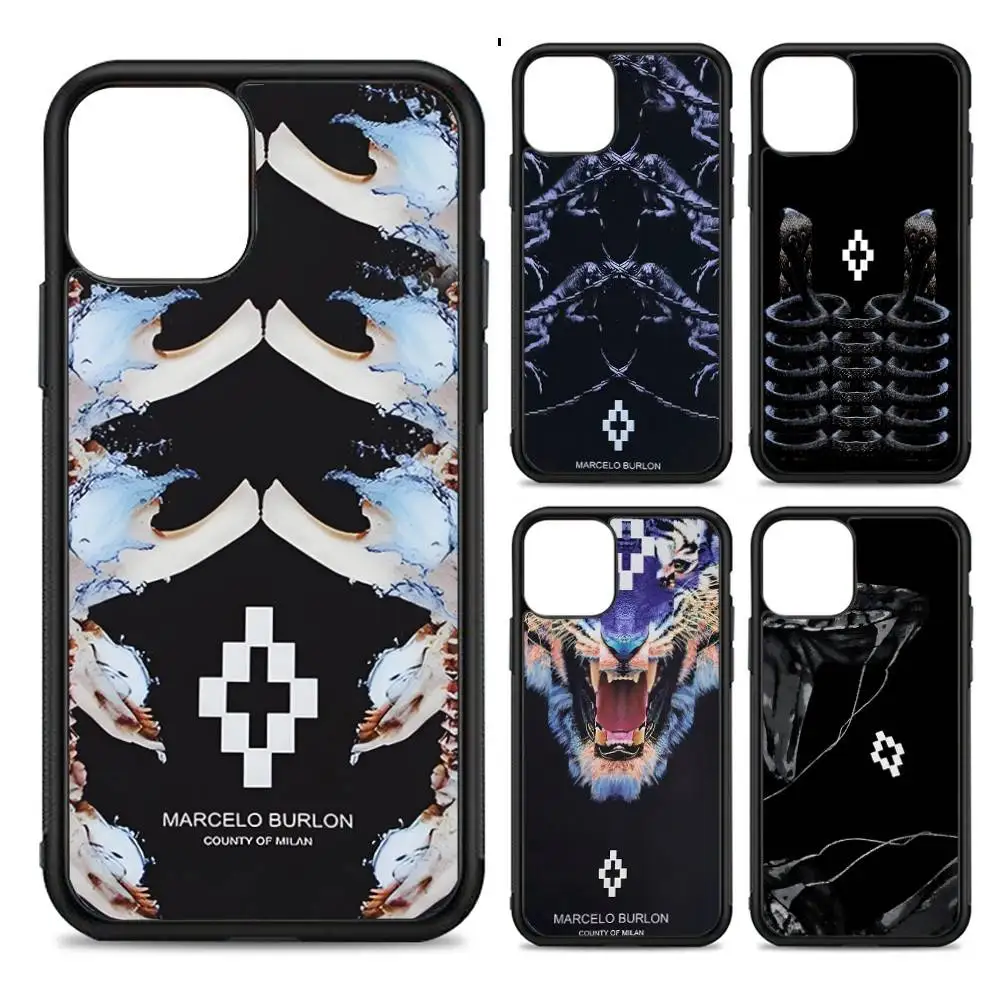 

M-MARCELO B-BURLON PC+TPU Phone Case For IPhone 17 16 15 14 13 12 11 Pro Max Plus Kawaii Cartoon Cover