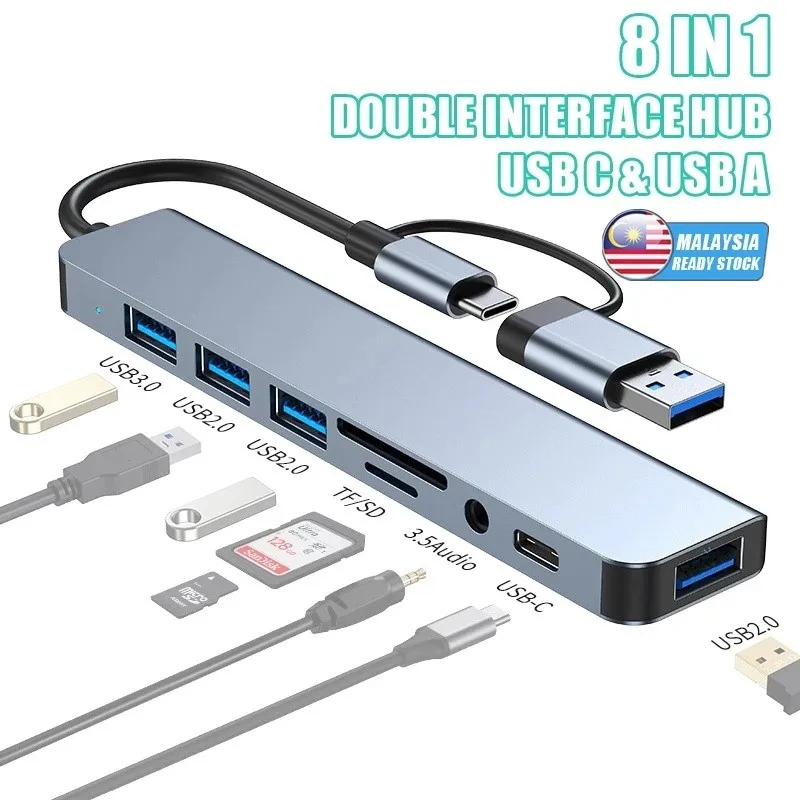 ( READY STOCK )8 in 1 HUB USB Type-C Converter OTG Adapter Multi-function USB HUB Docking Station