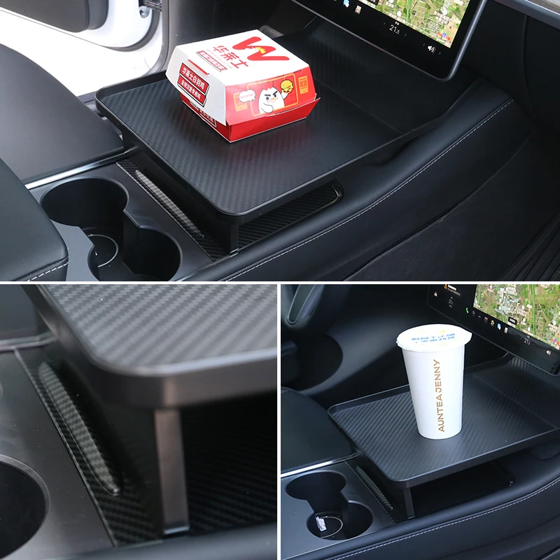 Central Control Dining Tray For Tesla Model 3 Y Car Small Table Desk Tray Drinks Holders Modification Accessories Car Black 2023