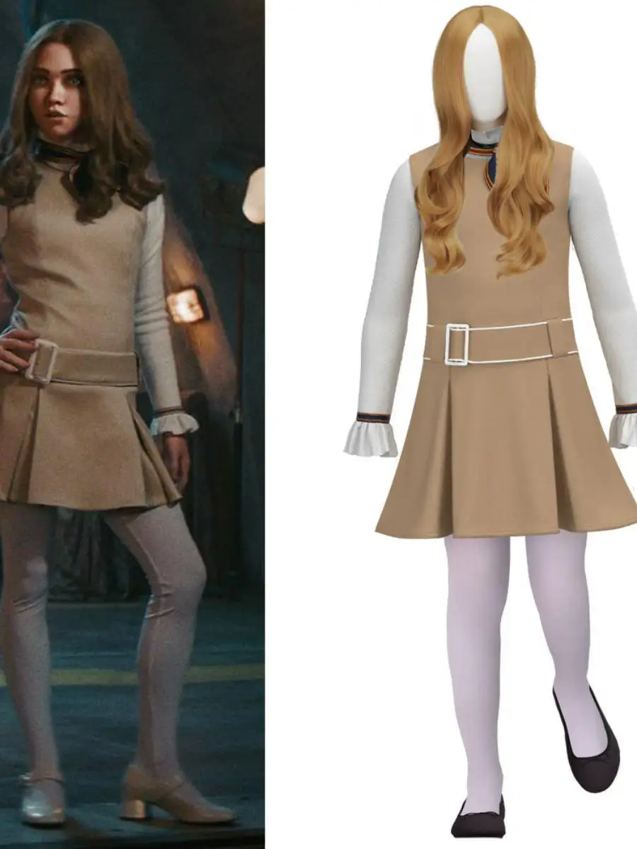 

M3GAN2.0 основная юбка с персонажем Fem, костюм для выступлений на Хэллоуин, одежда для косплея, детское платье для выступления на сцене