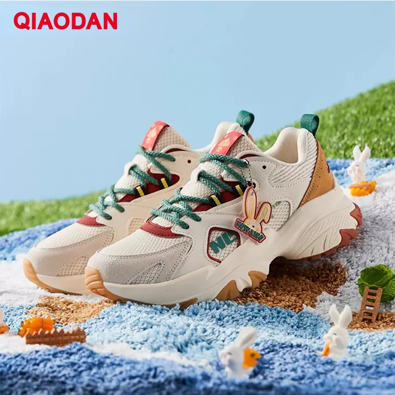 QIAODAN Sneakers Women 2023 Lace-up Breathable Air Mesh Comfortable Jogging Durable Athletic Anti-Slippery Shoes XM16230333