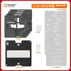 AMAOE IP X-15 24 IN 1 Middle Layer Reballing Stencil Platform kits for iphone X XS XSMAX 11 12 13 14 15 Series Pro/Max Mini Plus