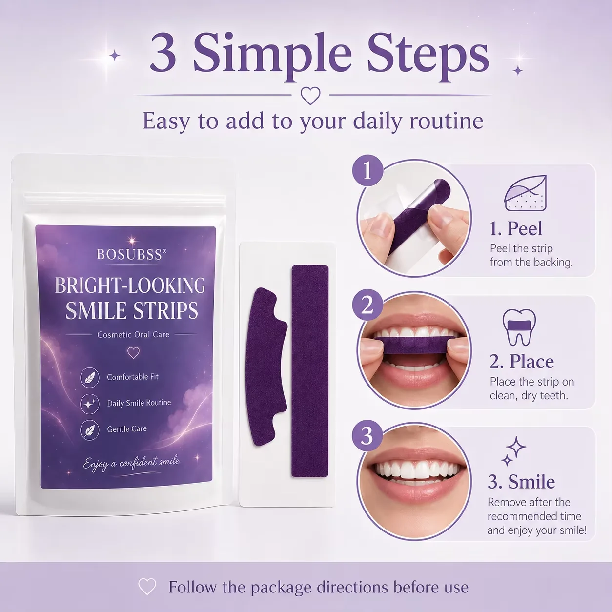 1 Paar Oral Beauty Strips, Daily Smile Patches, einfach zu verwendende Lächelnpflege-Streifen für die tägliche Anwendung zu Hause – Detail 4