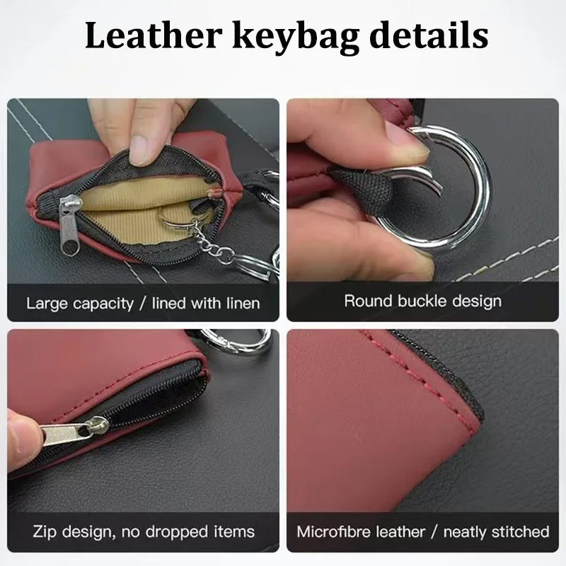 Leather Car Key Bag Coins Wallet Mini Card Pouch Auto Interior For Volkswagen VW RLine R GTI Golf Amarok Phaeton Teramont Tiguan