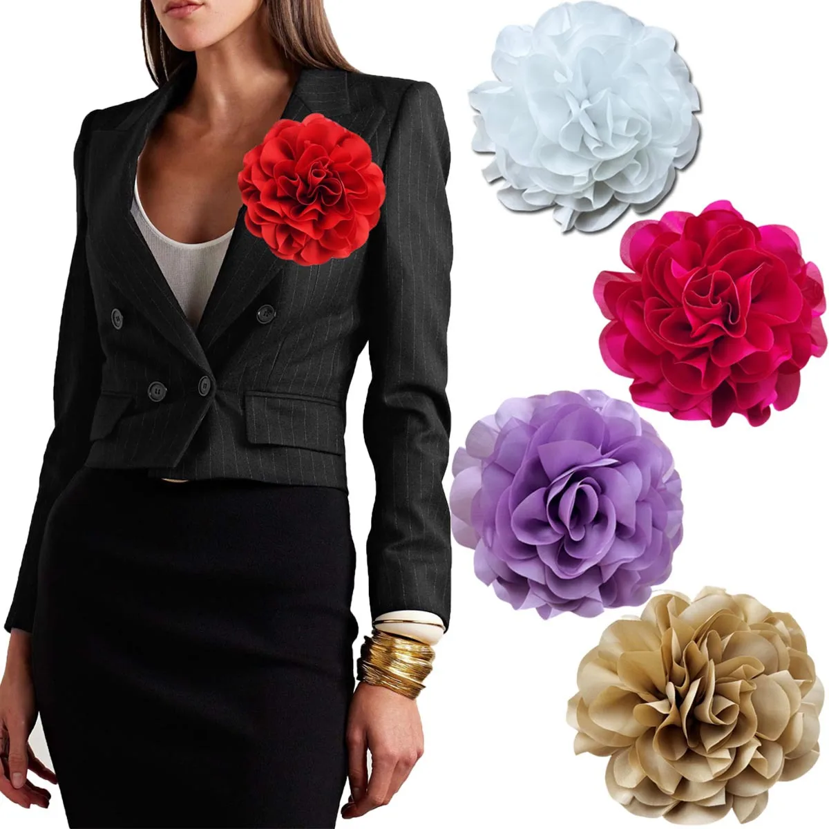 13cm Multi -layer Exaggerated Flower Brooch for Women Men Unisex Unique Suit Coat Sweater French Metal Pin Host Bust 2024 NEW