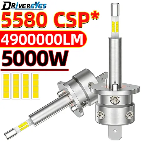 3D CSP H1 H7 LED Headlight Canbus 5000W Car Bulbs 1:1 Mini Diodes 360 Degree 5580 CSP Automobile Kits 12V 24V For Projector Lens