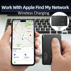 Wireless Charging Tracking Card Smart Waterproof GPS Tracker Wallet Finder Works with Apple Find My App Blootooth Mini Locator