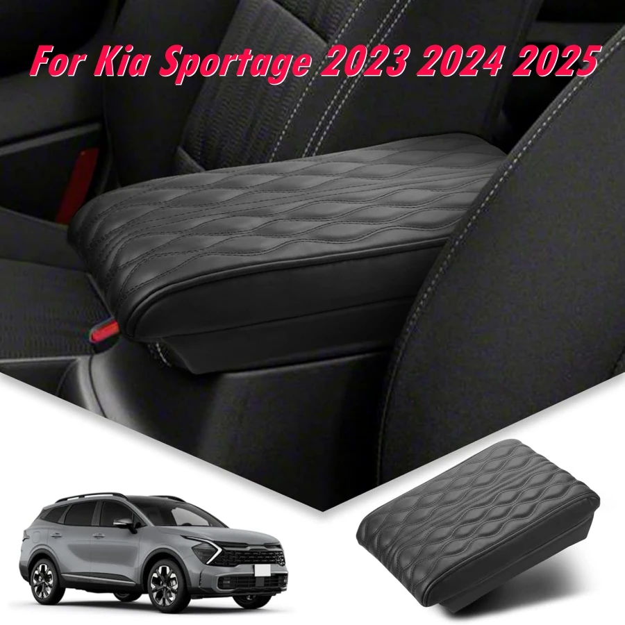 

Black PU Armrest Cover for Kia Sportage 2023-2025 Arm Rest Pad Cover Protector Kia Sportage NQ5 Console Lid Heighten Cushion