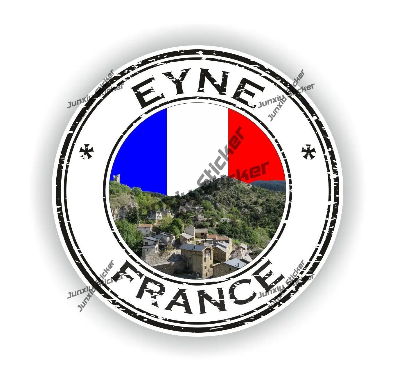 

Eyne France Sticker Coat of Arms of France Eyne Round Flag Seal UV Protected Decal Car The Whole Body Cover Scratches Decals