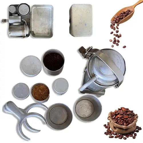 Imagen 2 del producto Coleccionistas extra raros reutilizables, café para acampar, fácil de limpiar, utensilios de cocina multiusos para campamento, juego portátil con tazas para olla de campamento