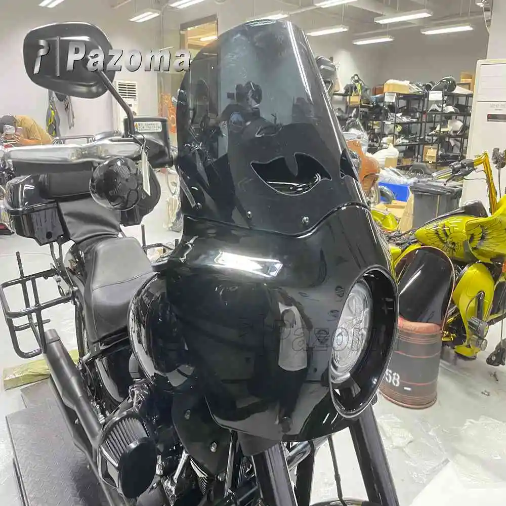Motorcycle Windscreen Windshield Deflector Road Fairing Kit for Harley Dyna Street Bob FXDB 2009-2017 for 41-49 MM Forks