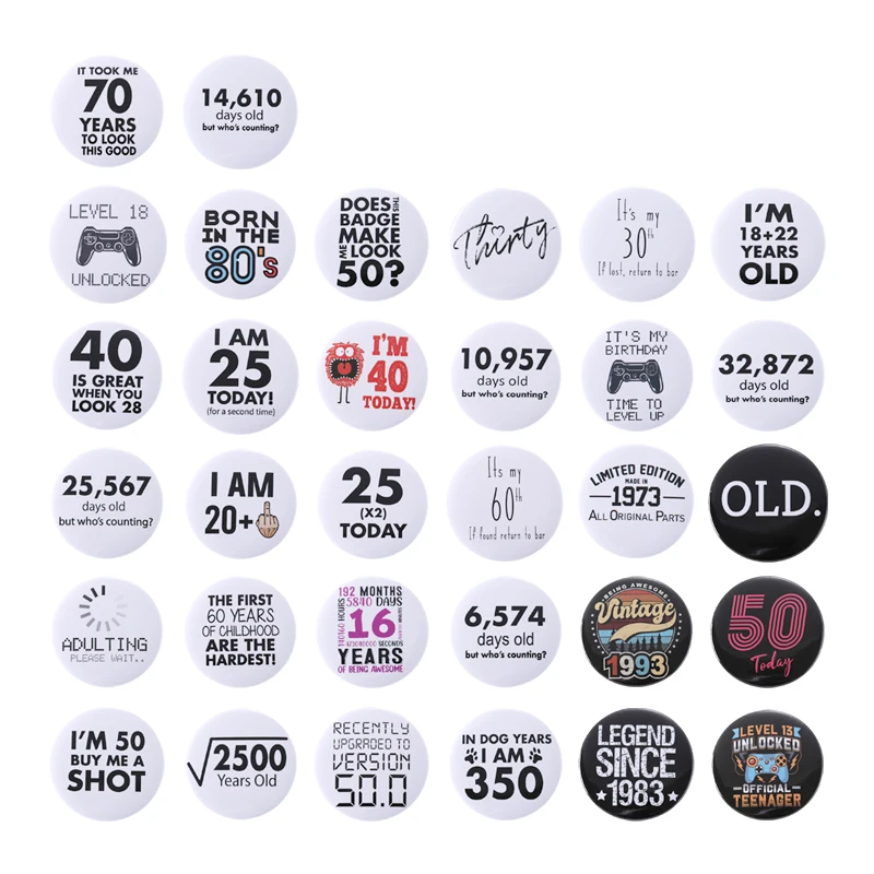 I'M 18 Today Tinplate Soft Button Pin Born Age Series Badge Lapel Pin Backpack Jewelry Accessories Brooches Gifts For Friends