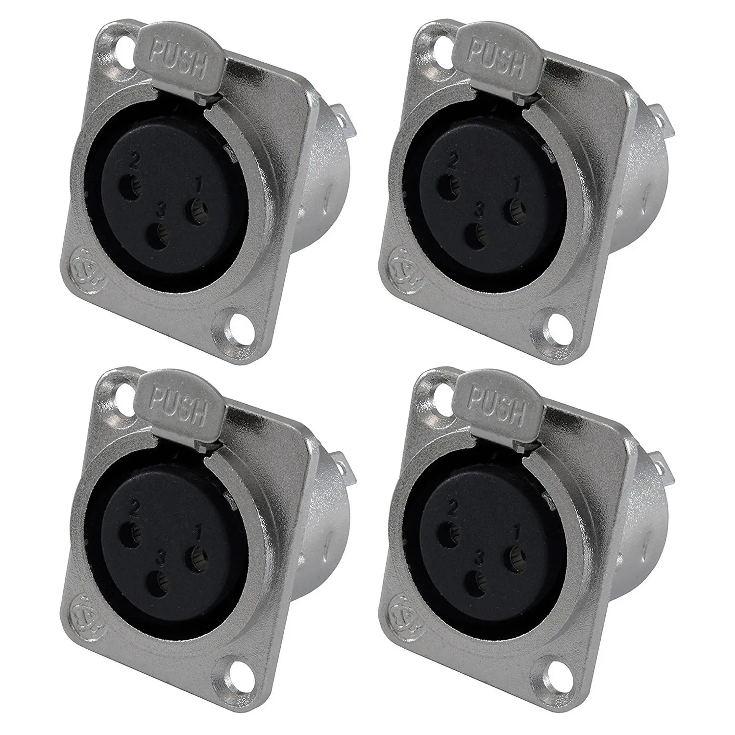 T85C XLR Female Jack 3 Pin - Panel Mount Jacks D Series Size XLR-F - 4 PACK