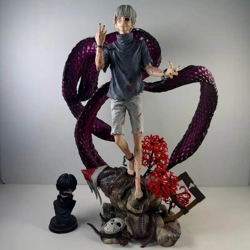 In stock 39 cm/15.4 inches Tokyo Ghoul Ken Kaneki Figure 4 Kagune Form Kaneki Two Interchangeable Head Toy Gift Collection