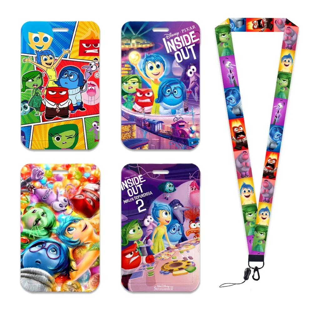 Disney Movie New Inside Out Neck Strap Polyester Stationery ID Card Holder Lanyard Keychain ID Gift Badge Holder