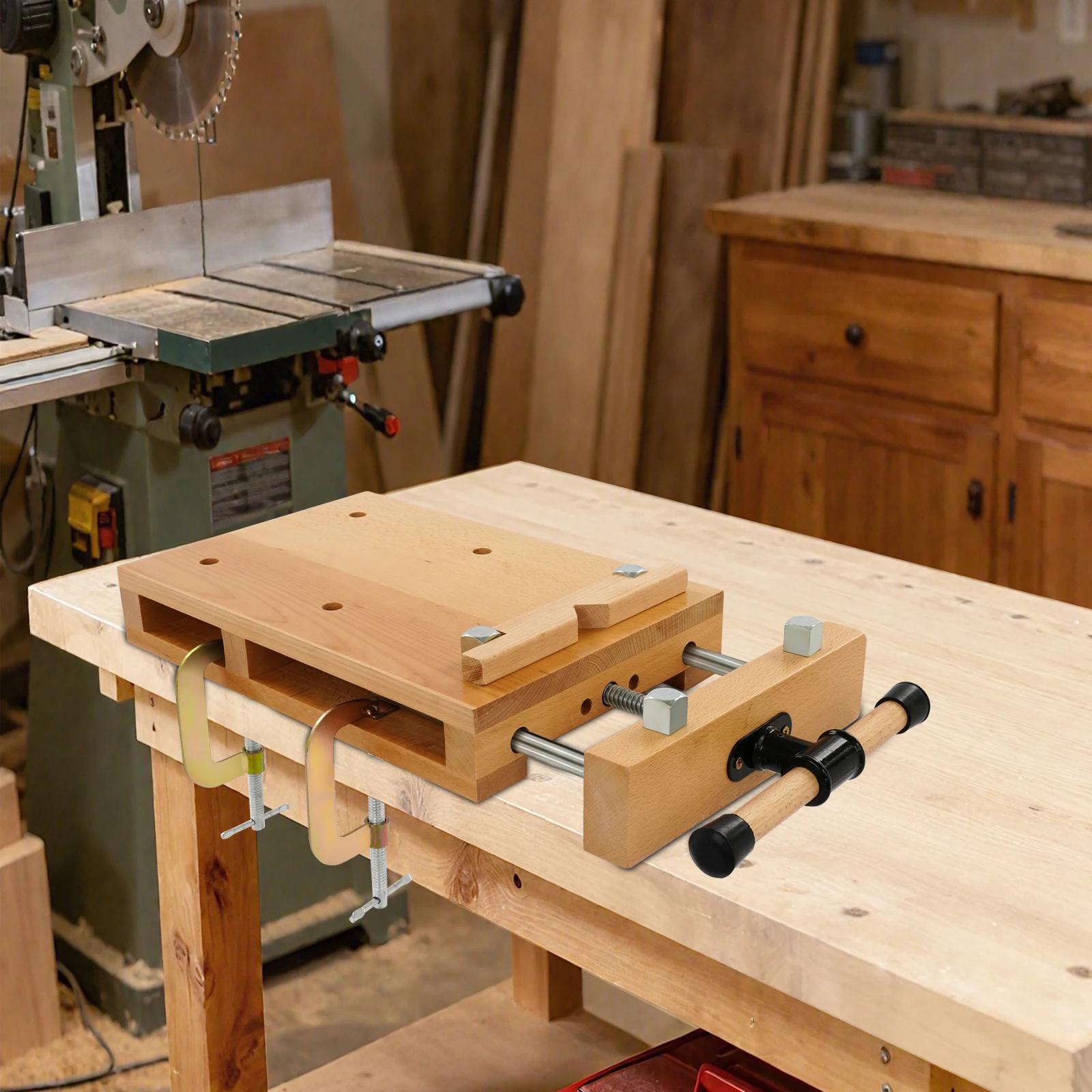 Tragbare Holzwerkbank mit Schraubstock, Tisch-Holzbearbeitungsbank, DIY, verstellbares Holzbefestigungs- und Verarbeitungswerkzeug für die Werkstatt