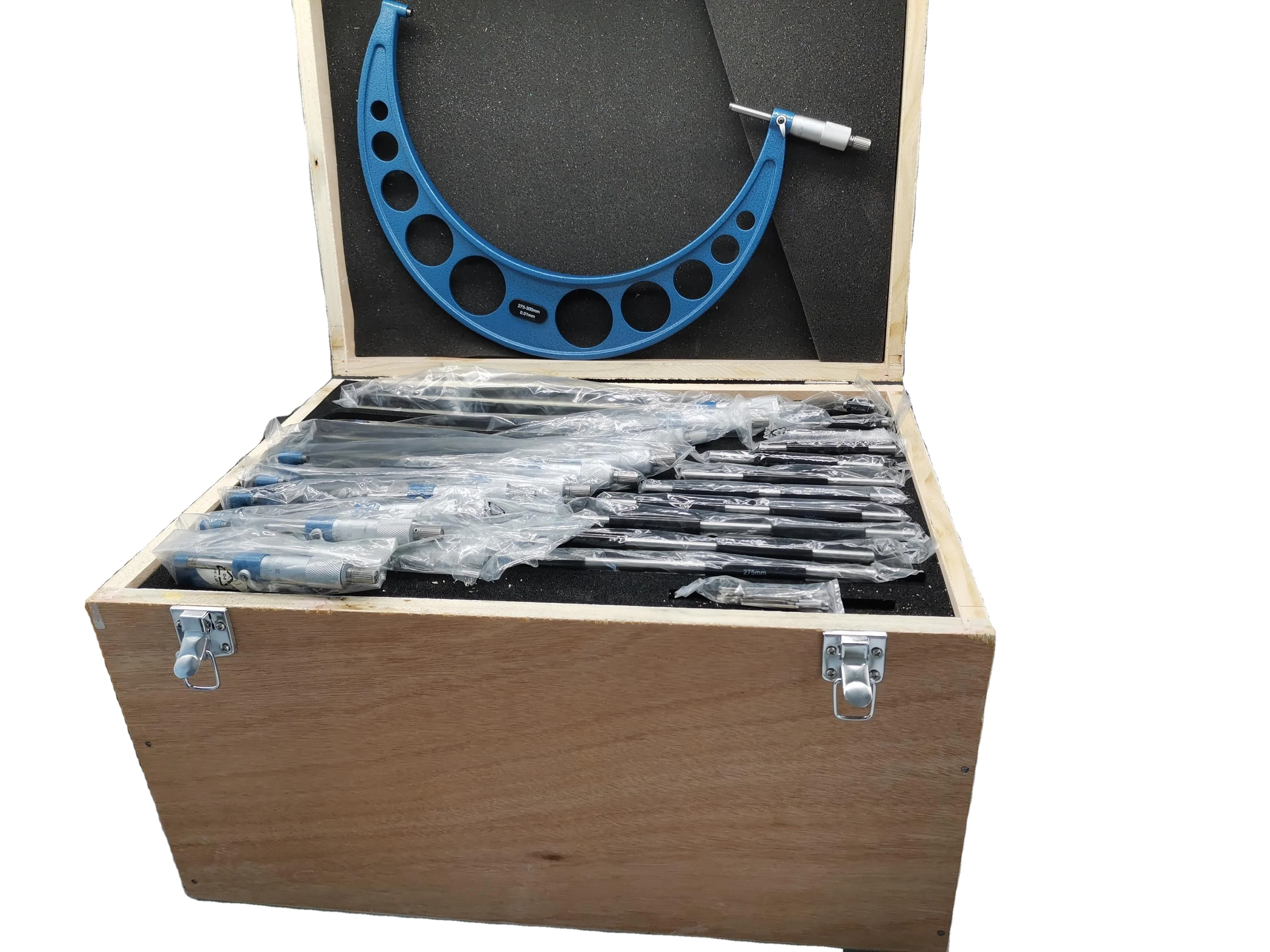 

Good Quality Outside Micrometer Set Wood Box Packing 12 PCS Micrometer Set 0-300mm 0-12' Arch Frame Micrometers