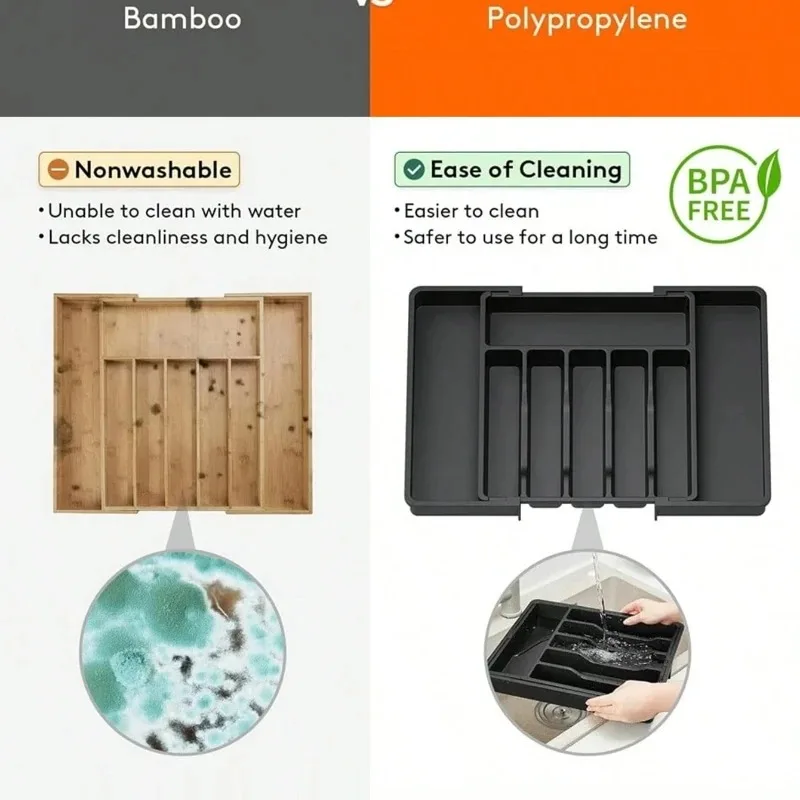 Регулируемый выдвижной ящик для хранения столовых приборов — расширяемый органайзер для кухонного ящика с разделителями для посуды, домашняя организация