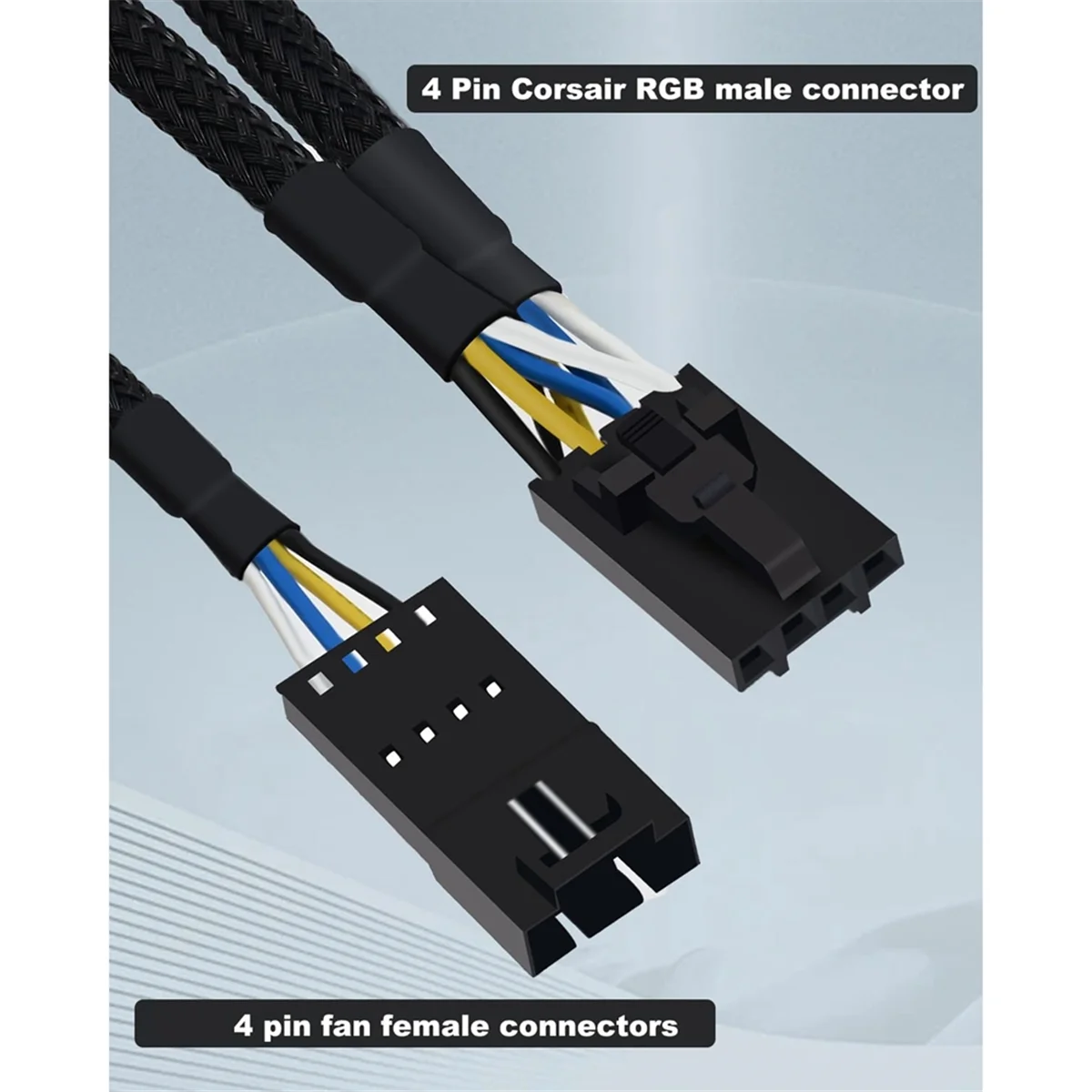 BABQ RGB Splitter para Corsair RGB HUB, núcleo de nodo de iluminación y ICUE Commander CORE XT Cable de extensión de ventilador macho a hembra de 4 pines