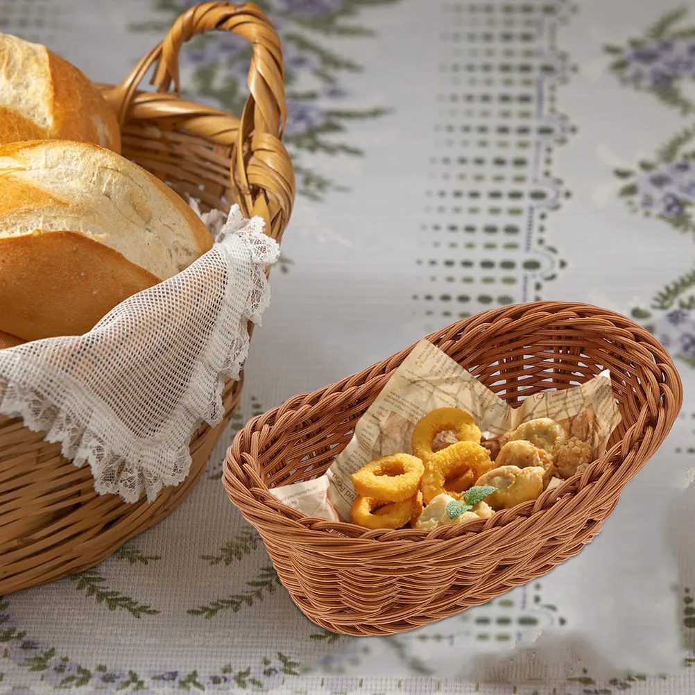 

Woven Basket Multi-function Storage Wear-resistant Snack Container Convenient Bread Fruit