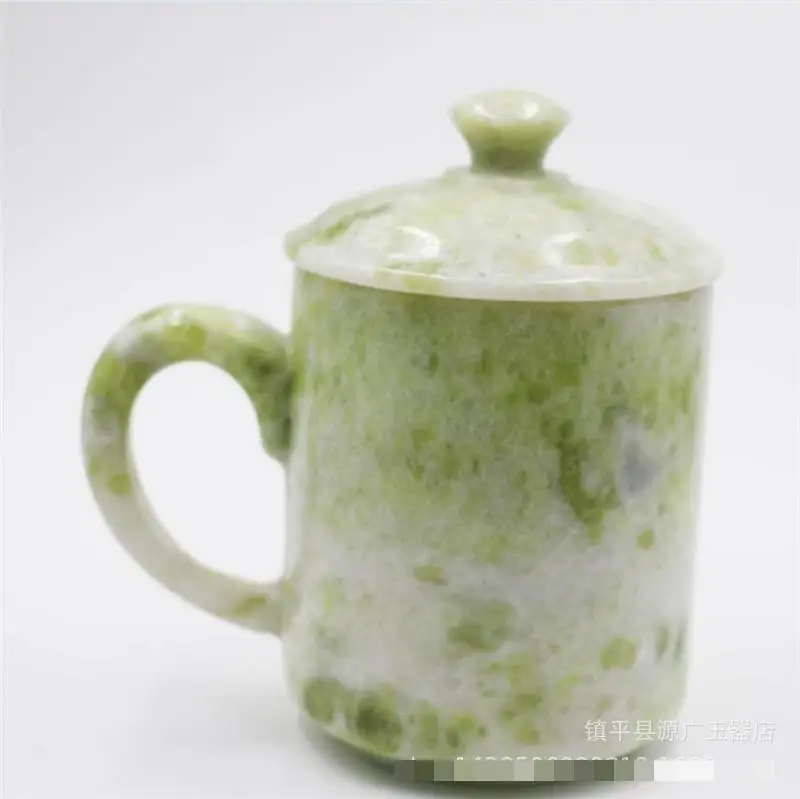 Natural Jade Teacup Magnetic Stone Insulated Mug With Handle And Lid Health Gongfu Teaware Coffee Mugs Jades Cups