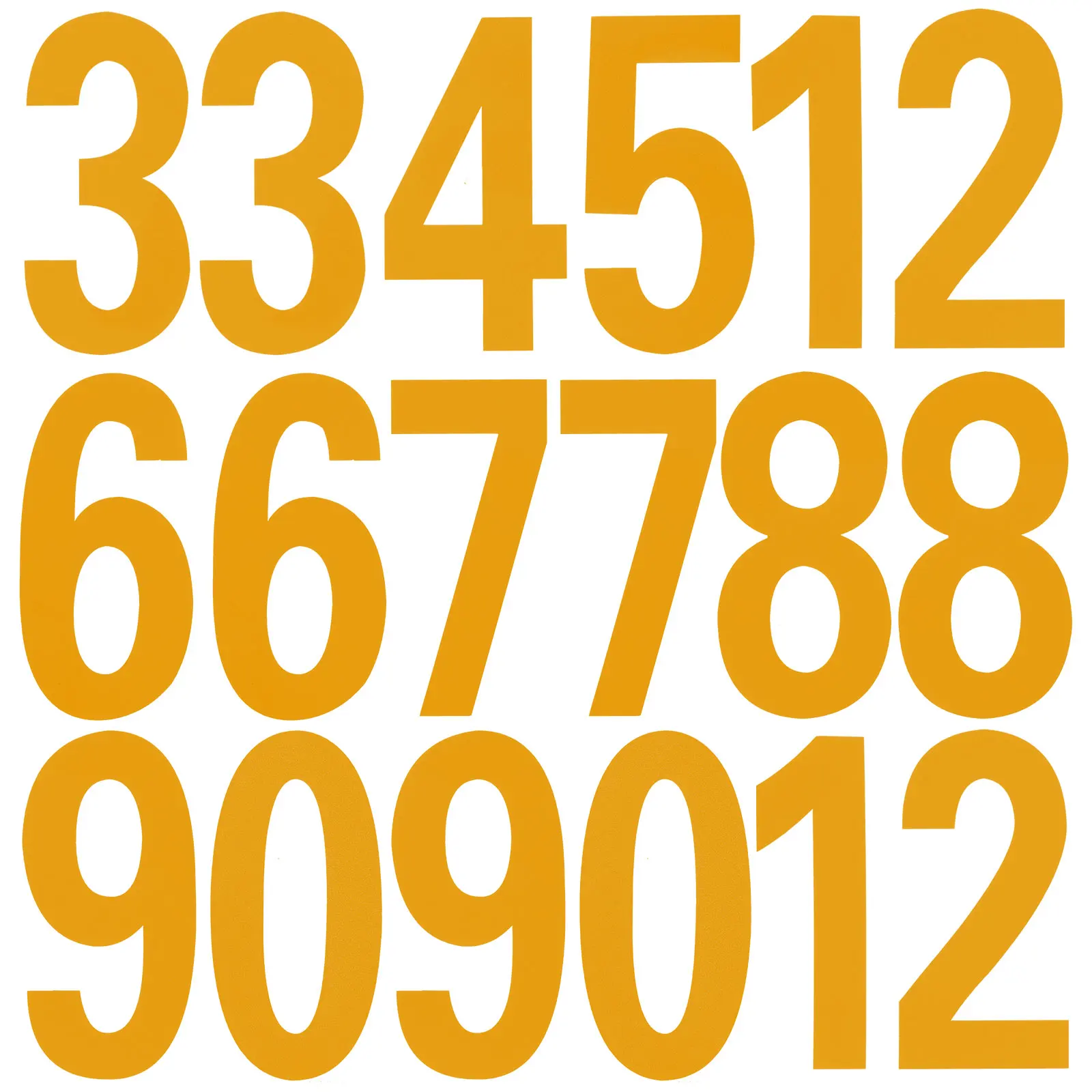 

4 Sheets 4 Inch Yellow Reflective Numbers Stickers Self Adhesive Outdoor PET Waterproof Durable Mailbox Signs Decals House