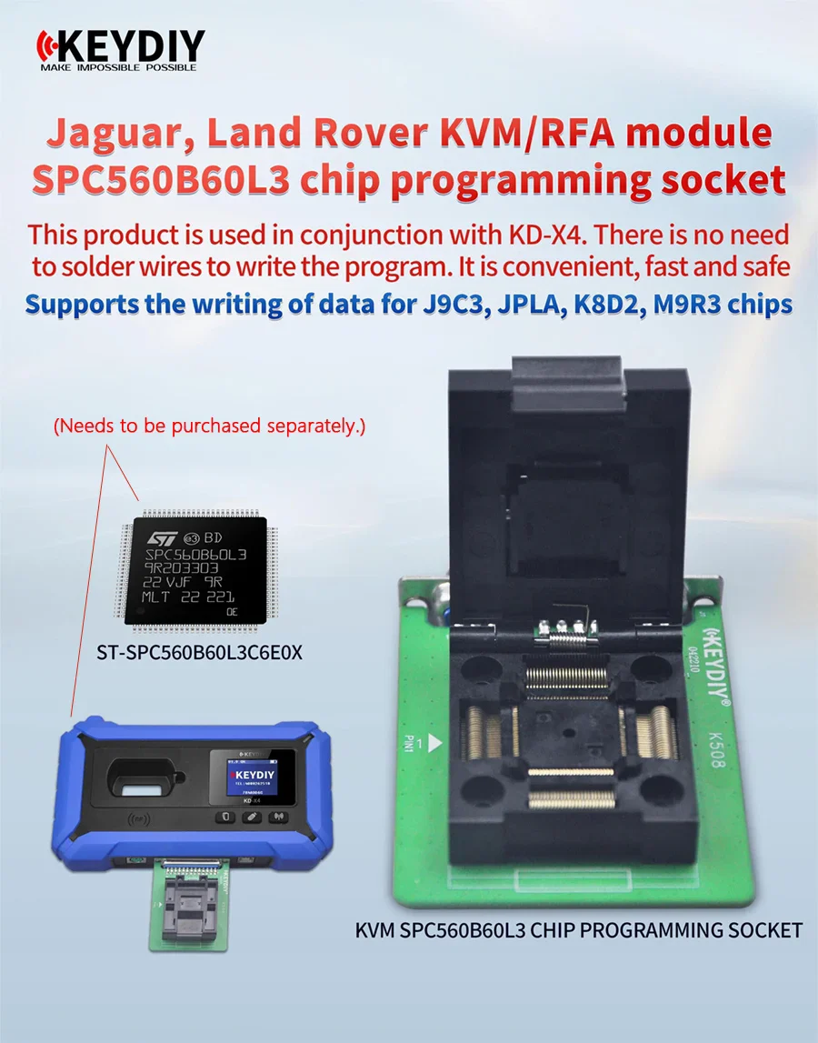 KEYDIY For Jaguar/Land Rover KVM/RFA Module SPC560B60L3 Chip Programming Socket Used with KD-X4