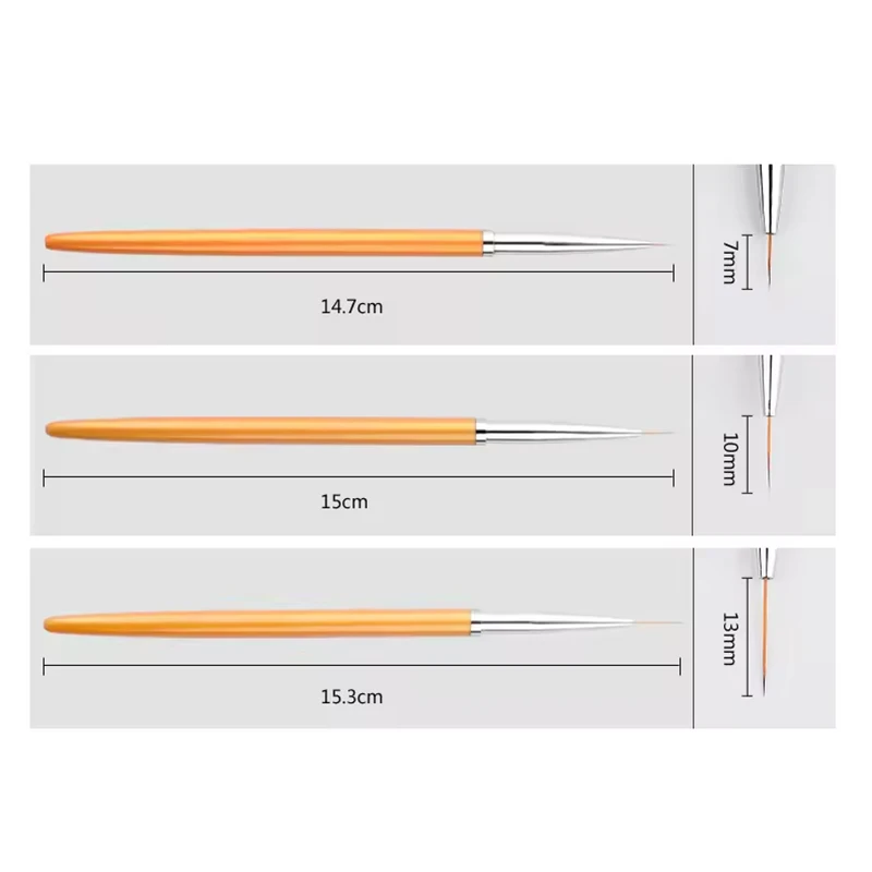 3Pcs French Stripe Nail Art Liner Brush Set 3D Tips Line Stripes DIY Drawing Pen UV Gel Brushes Painting Pen Manicure Tools