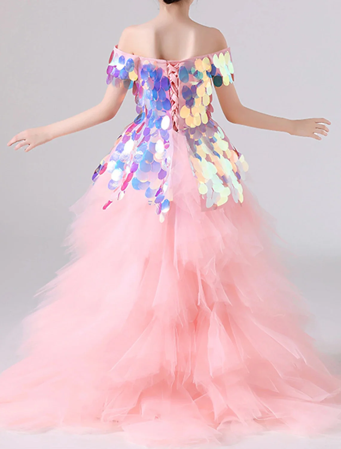 Poinrobe de Rhprincesse rose pour filles, robe de demoiselle d'honneur, Rhde première communion, tulle avec paillettes, Rotterdam Kle & Shine Tiered Fit, 3-16 ans