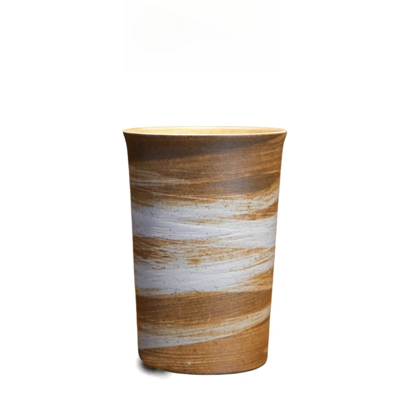 Retro Ceramic Mug Thick Clay Coffee Cup Creative Afternoon Tea Cup Handleless Baena Cup High Aesthetic Value Water Cup