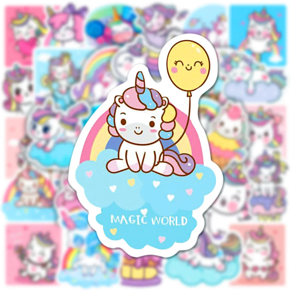 50PCS Personalized Cartoon Cute Unicorn Graffiti Sticker Gift Gift Decoration Laptop Waterproof Decal Gift Toy Water Cup Helmet